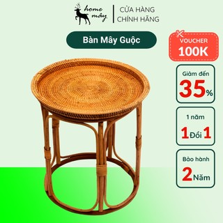 Bàn mây tre tròn phun sơn chống mốc decor phòng ngủ, ban công, studio chụp ảnh, trang trí sân vườn