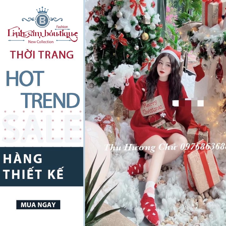 Áo Len Đỏ Nữ Noel Dài Tay Kiểu Dáng Ulzzang Mặc Tết Form Rộng Quảng Châu Linhsamboutique