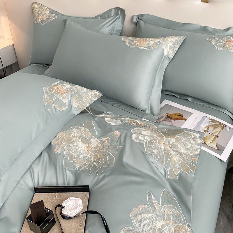SET CHĂN GA GỐI LỤA SATEEN 60s THÊU HOA ĐÓN TẾT 2023- TOKYO.BEDDING