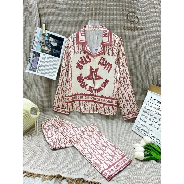 Bộ ngủ lụa pijama lụa vân gỗ cao cấp
