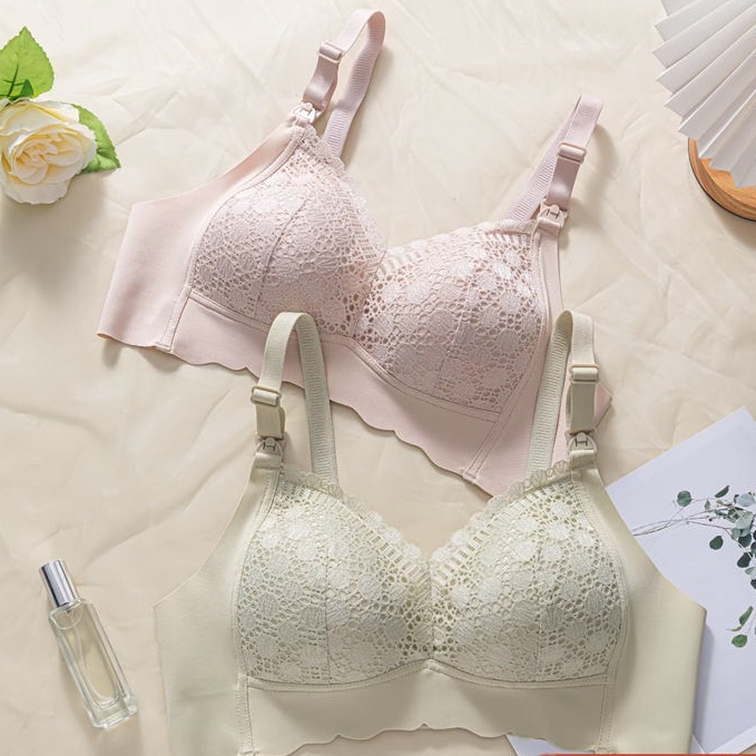 Áo Ngực Ren Không Đường May Cài Khóa Trước Chống Chảy Xệ Thoải Mái Cho Mẹ Bầu