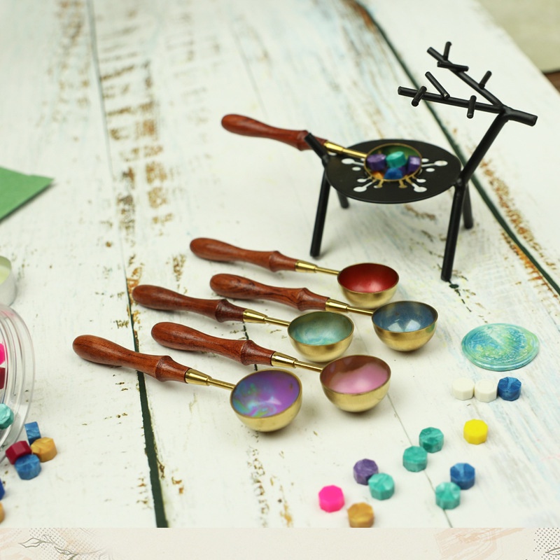 Muỗng Múc Sáp Niêm Phong Tay Cầm Bằng Gỗ Hồng