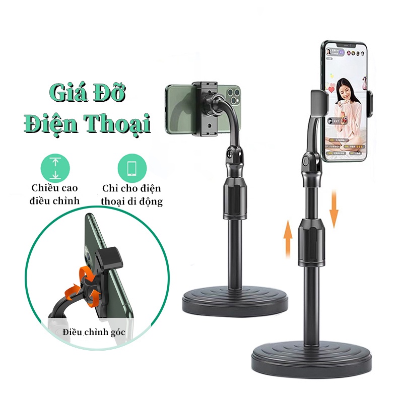 Kẹp Giá Đỡ Điện Thoại livestream xem video để bàn điều chỉnh Chiều cao Quay Phim Ghi Hình Đa Dụng chắc chắn D30 DALOI
