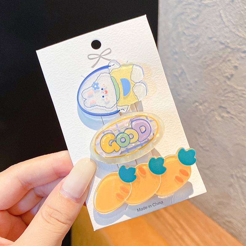 Set 3 Kẹp Tóc Hình Thỏ Dễ Thương Cho Bé Gái