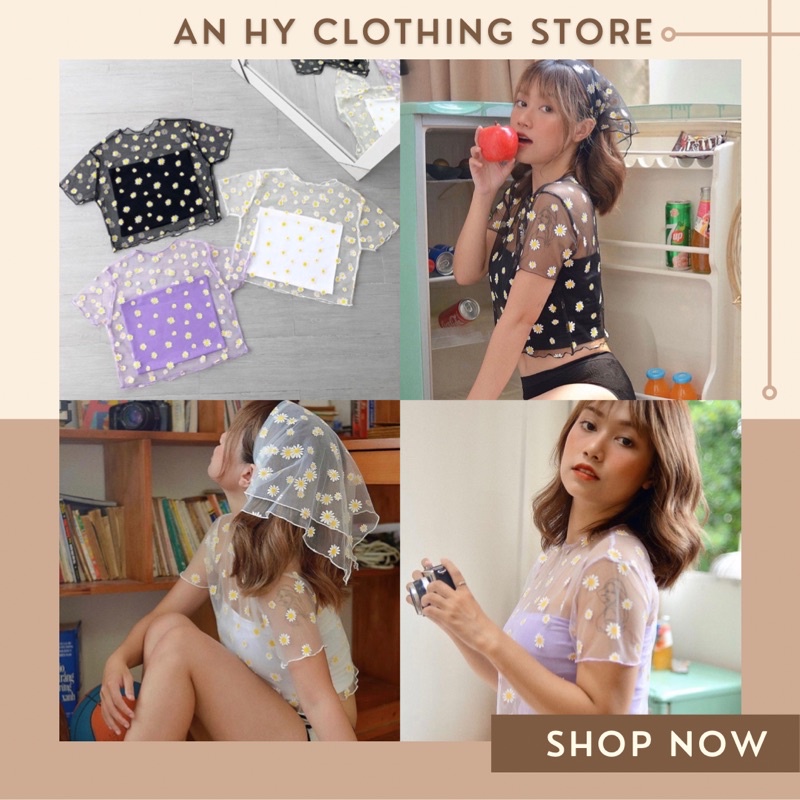 (có bán sỉ,ảnh thật,hoả tốc)🍓 SET ÁO TUBE + ÁO LƯỚI CHIFFON HOA CÚC 🍍