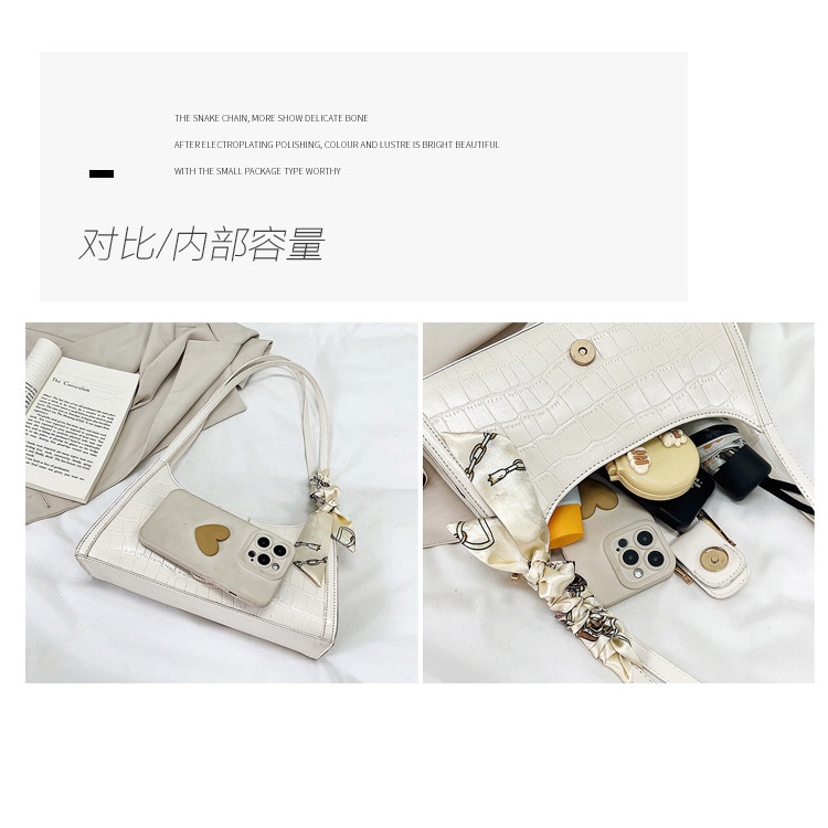 Túi xách đeo vai JASMIN NOIR họa tiết da cá sấu thời trang dành 'cho nữ