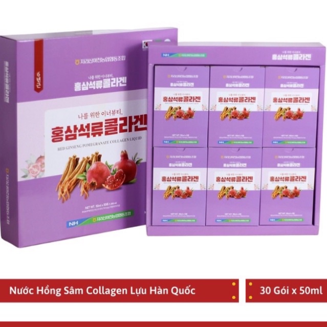 NƯỚC HỒNG SÂM COLLAGEN LỰU HÀN QUỐC 30 GÓI x 50 ML-Red Ginseng Pomegranate Colllagen