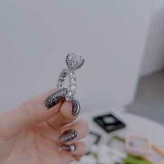 Nhẫn full đá cz nhân tạo xi bạch kim italy sang chảnh đi chơi đi tiệc siêu sáng Kami