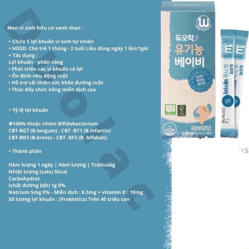 Men vi sinh DUOLAC ORGANIC Hàn Quốc giúp bé ăn ngon, tiêu hoá tốt