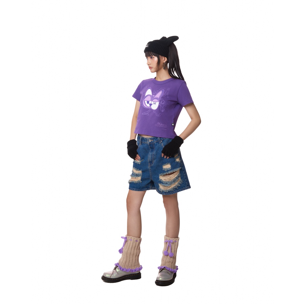 ÁO THUN UNISEX LIDER ORCHID MEOW TEE - Tím đậm