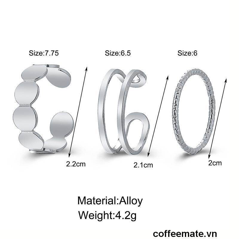 【coffeemate】⚡ Bộ Nhẫn Hở Phong Cách Hip Hop Cổ Điển Cho Nam Và Nữ