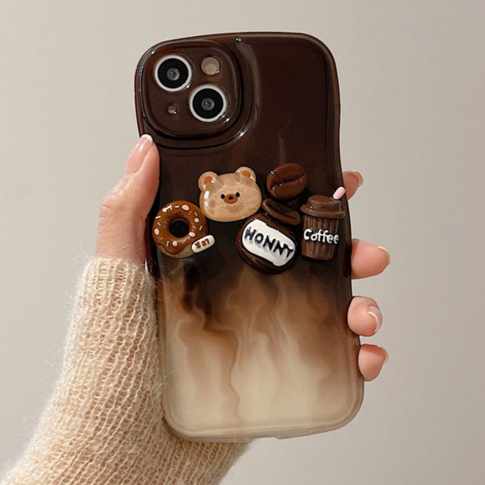 Ốp Điện Thoại TPU Mềm Chống Sốc Hình Gấu 3D Màu Gradient Cho IPhone 11 12 13 14 Pro Max 14 Plus