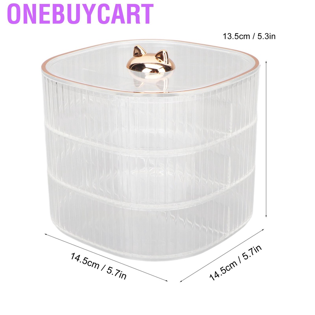 Onebuycart Jewelry Storage Box 3 Layers Stackable Elegant Transparent Space Saving Holder for Cosmetics Keys Snacks