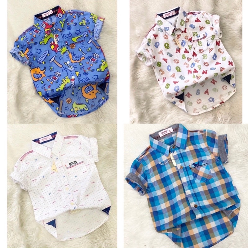 Áo sơ mi họa tiết cho bé trai 7-23kg SM2