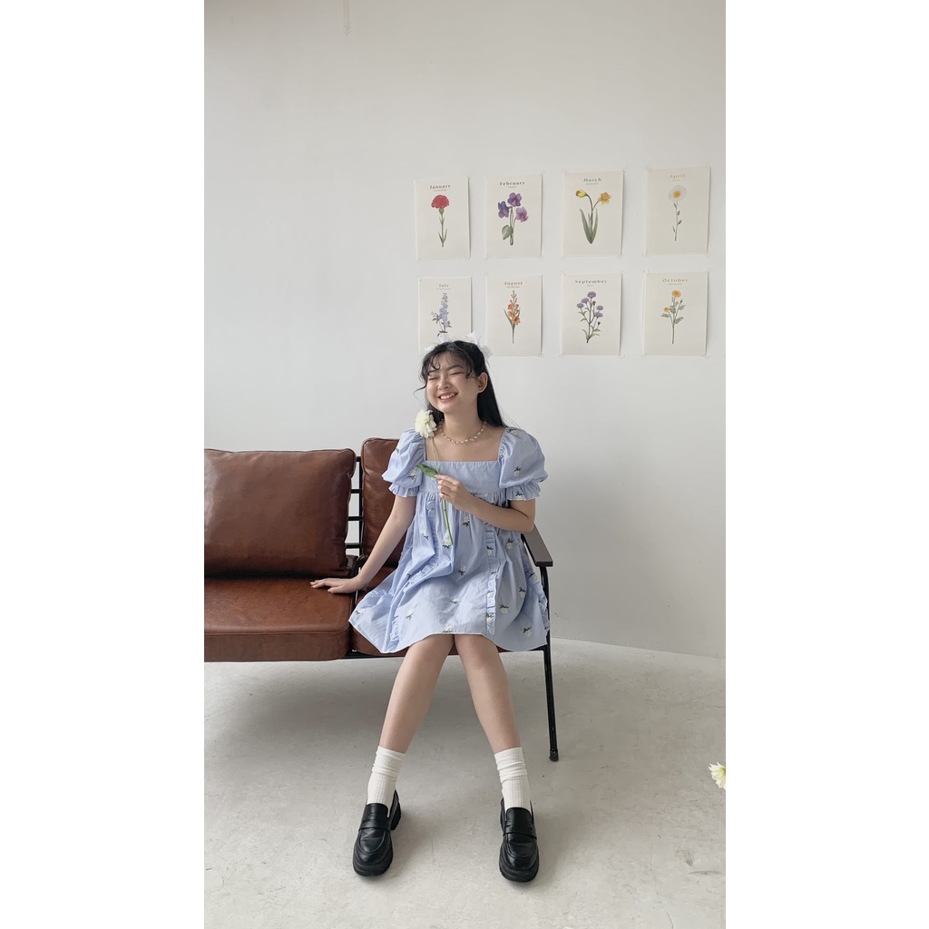 Áo váy babydoll nữ viền bèo siêu mềm mát TKA357 LOLLIE STUDIO