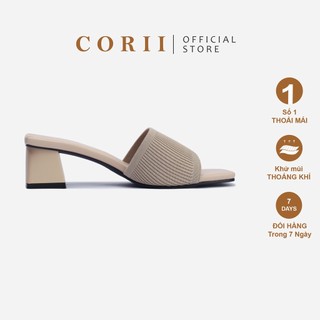 CORII - Dép Guốc Cao Gót Quai Ngang Mũi Vuông Thời Trang và Thoải Mái Nhất - CR0101 Kem