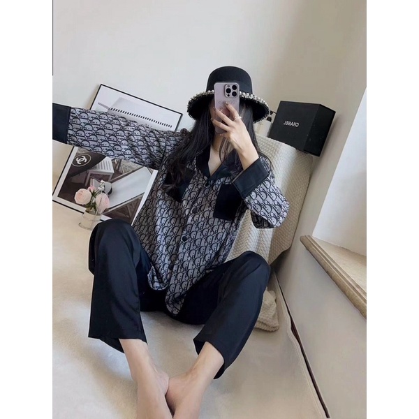 ♥️Hàng QC♥️Pijama tay dài quần dài 2 túi DOZZIRA dior’r_Thanhhien997_lụa satin cao cấp 736.