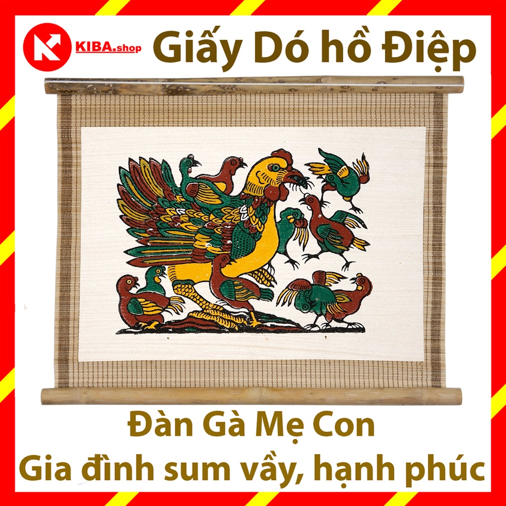 Tranh Đông Hồ, Bừc Đàn Gà Mẹ Con (không khung tranh) trang trí nhà cửa hàng, quán cà phê cafe, phòng khách, trang trí tế