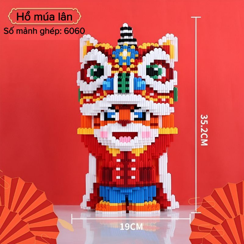 Lắp ráp mô hình Hổ Múa Lân cỡ lớn 35cm, bé chơi vui khỏe mẹ trang trí nhà