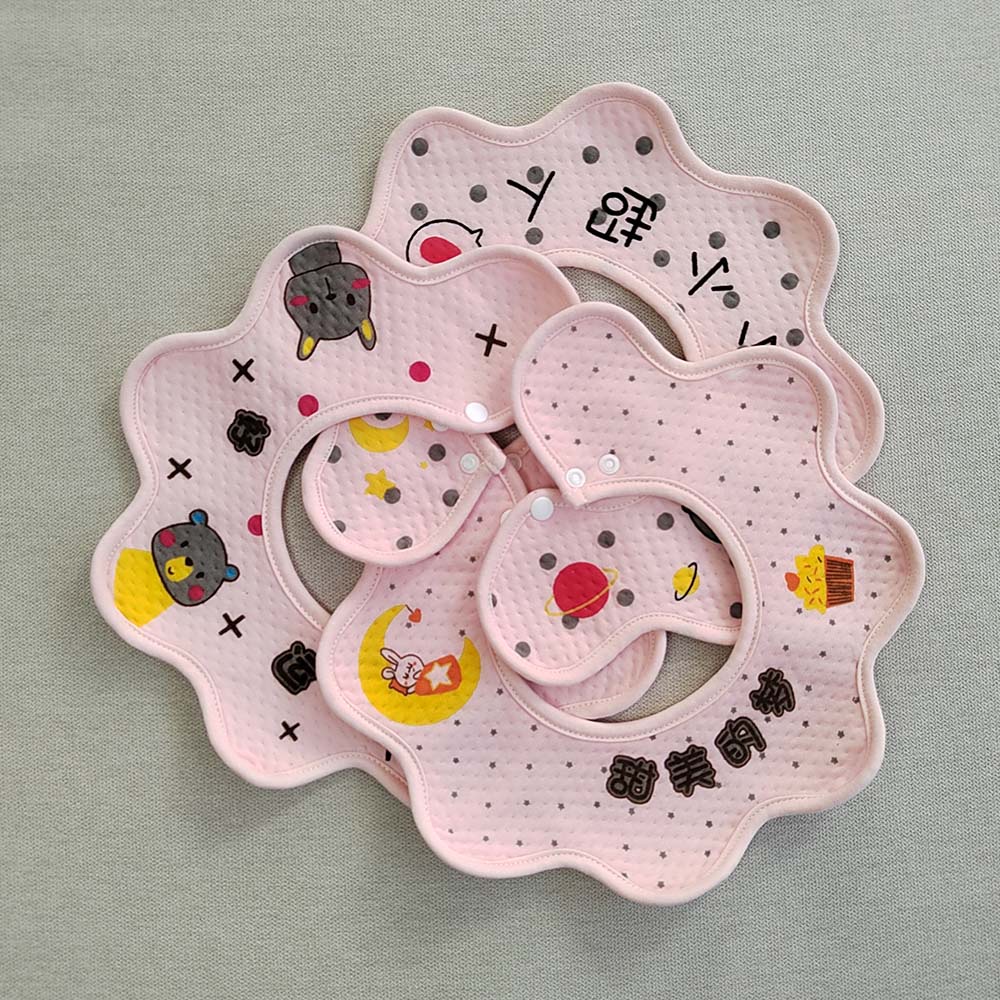 Set 3 Yếm Ăn Cổ Tròn Chống Nước In Hình Hoạt Hình Dễ Thương Cho Bé