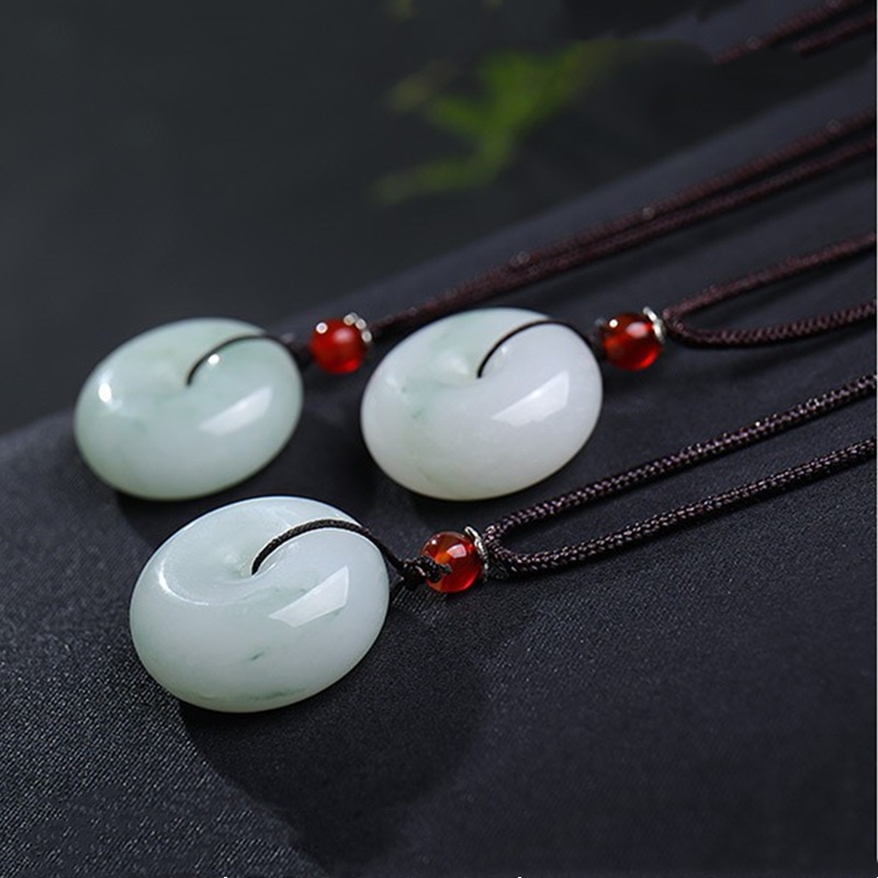 Mặt dây chuyền đá ngọc bích thạch anh màu xanh lá thời trang mới cho nam và nữ