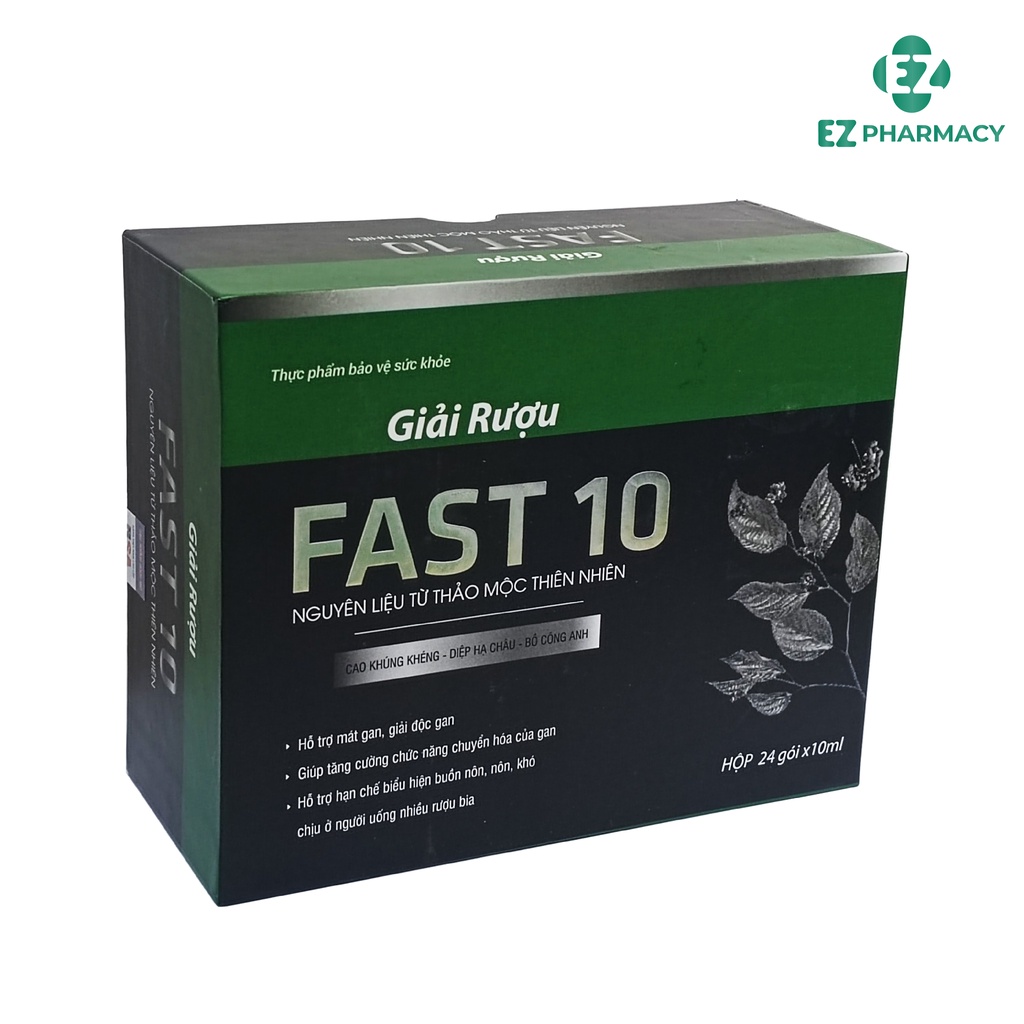 Giải rượu FAST 10 - Nước uống thảo mộc giúp giải rượu, mát gan, giảm các biểu hiện khó chịu - EZ Pharmacy