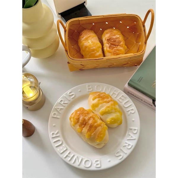 Đĩa gốm sứ màu pastel cao cấp, đĩa sứ Bonheur Paris, đĩa gốm sứ decor trang trí phong cách Hàn Quốc