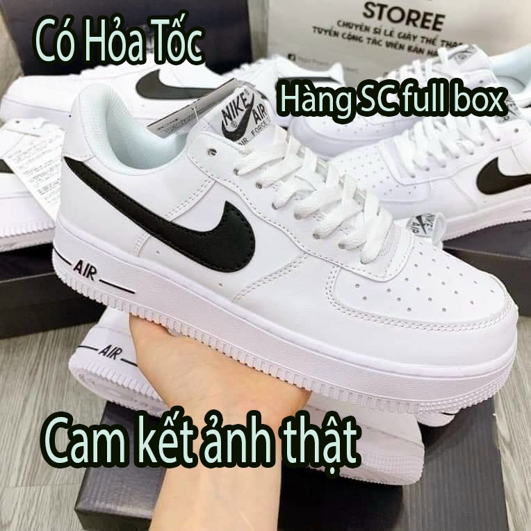 Giày AF1 Trắng móc đen bản da thật SC (tặng box)