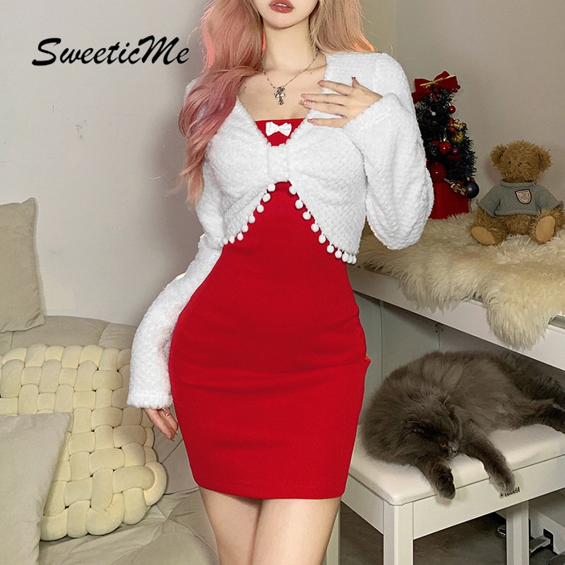 Đầm Dệt Kim Tay Dài Cổ Chữ V Dáng Ôm Thời Trang Mới 2023 Dành Cho Bạn Nữ