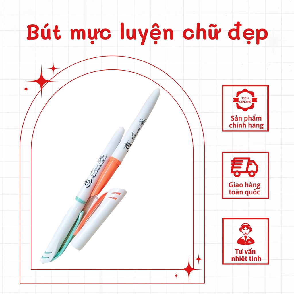 Bút Máy Kim Tinh QueenBee 022 Thiết Kế Gọn Nhẹ Dễ Sử Dụng Hạn Chế Mỏi Tay Dây Mực Dành Cho Học Sinh Tiểu Học