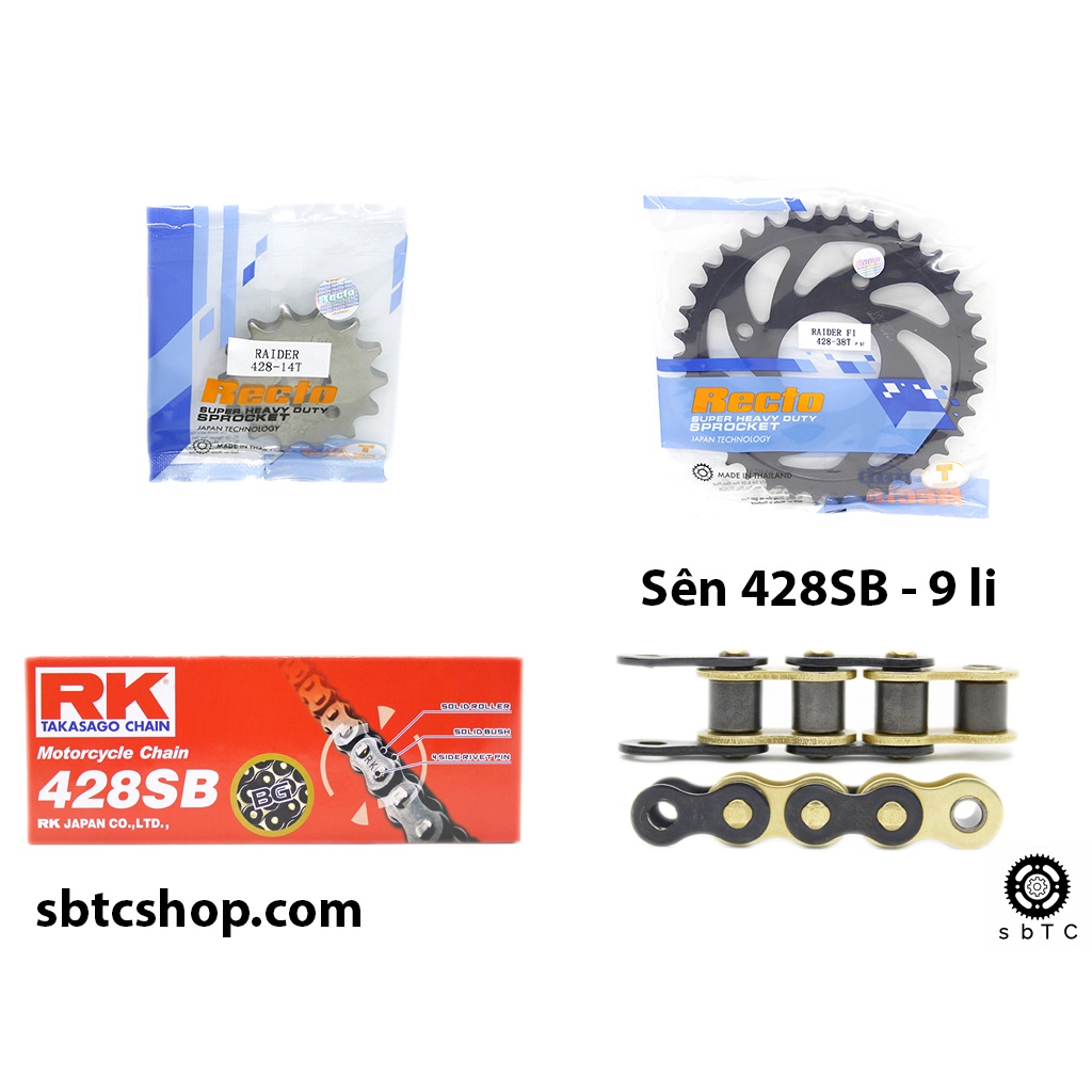 NSD Nhông dĩa RECTO sên RK vàng đen Raider Satria chính hãng