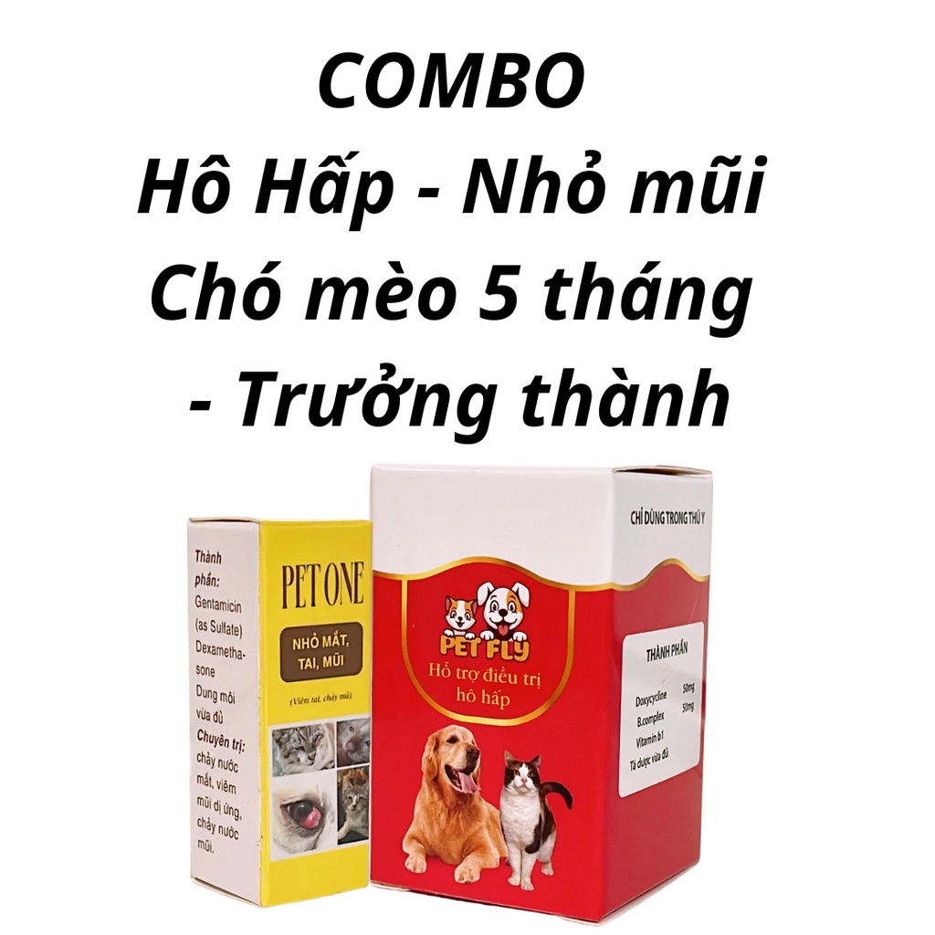 Combo Vitamin dành cho chó mèo hô hấp, sổ mũi 5 tháng trở lên vs Nhỏ mũi