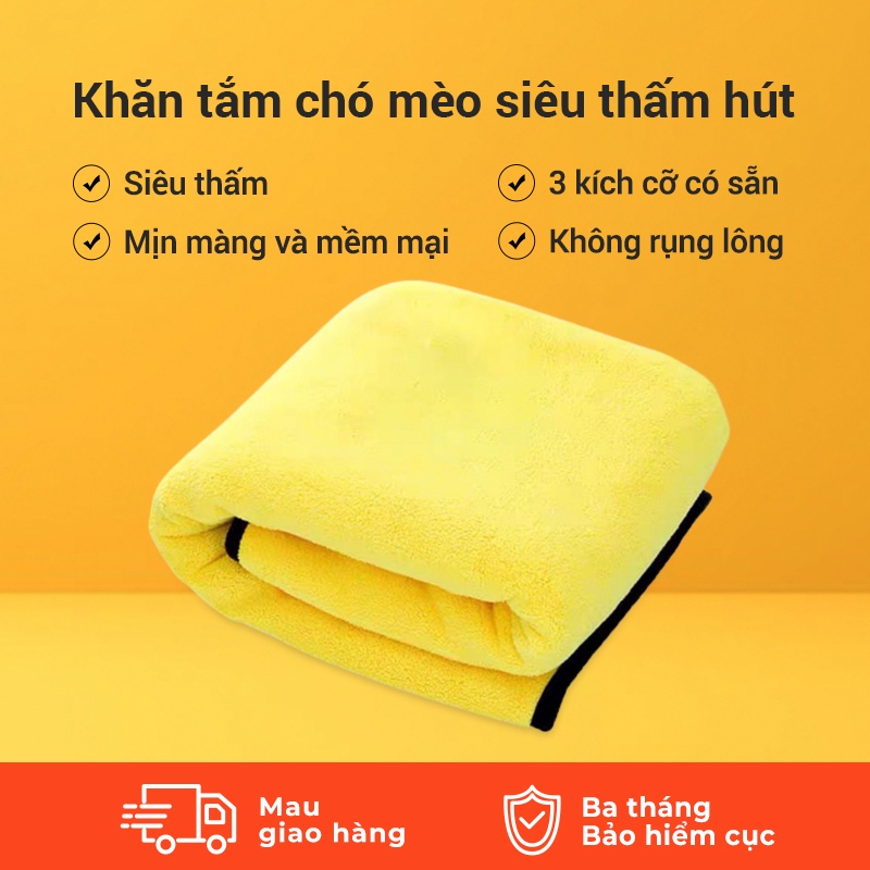 Khăn tắm cho thú cưng, nhiều kích cỡ, siêu thấm hút, không xơ, không phai màu, giao hàng tận nơi nhanh chóng