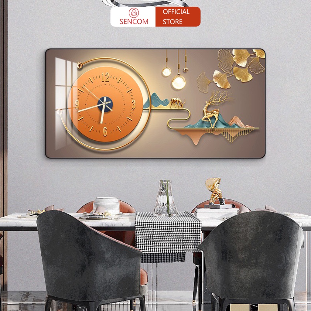 Đồng hồ treo tường phòng khách độc đáo SENCOM, đồng hồ trang trí decor phong cách Bắc Âu -TG55