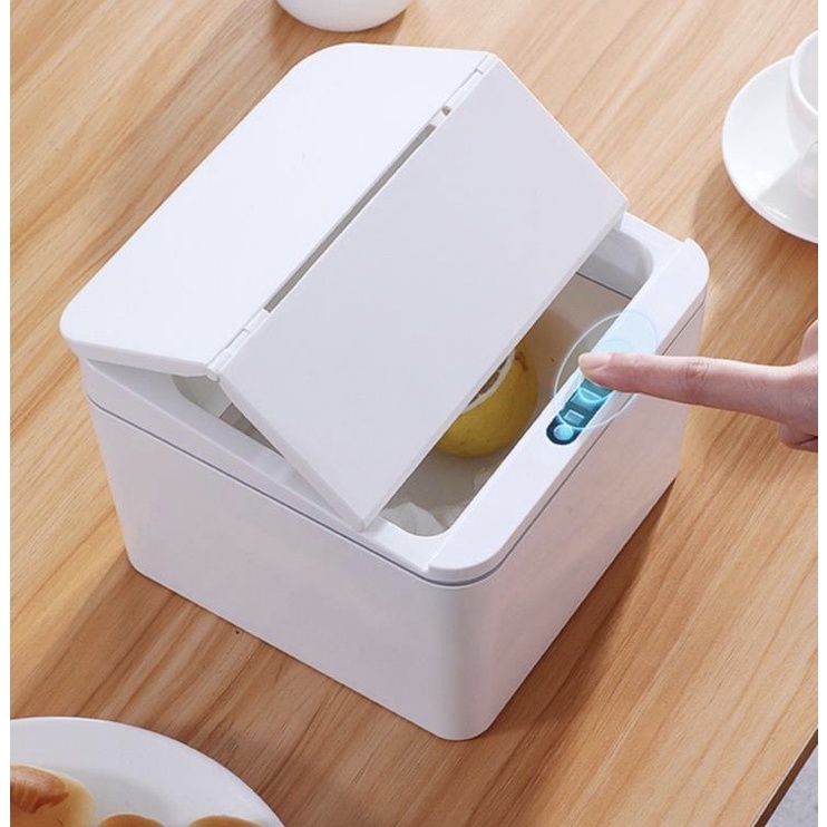 Thùng Rác Cảm Biến Thông Minh Rác Thải Điện Đa Năng Cảm Ứng Thùng Lưu Trữ Cho Máy Tính Để Bàn Xe Ô Tô Màu Trắng