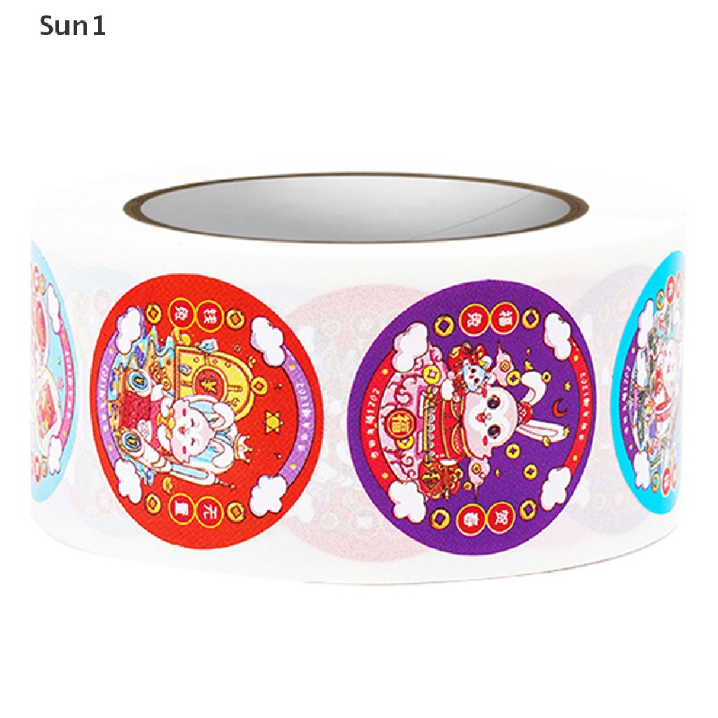 Sun1 &gt; Cuộn 500 Miếng Dán Tự Dính Trang Trí Phong Bì Họa Tiết Năm Con Thỏ