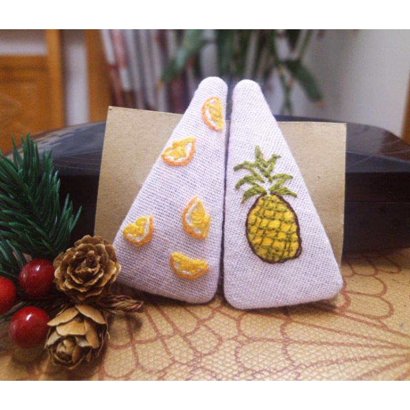 Kẹp tóc thêu tay, kẹp tóc thêu tên, kẹp tóc vải hàn quốc