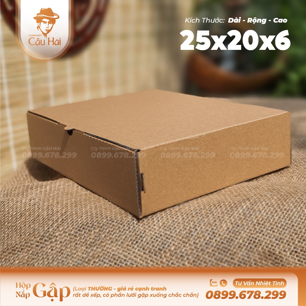 Set 50 hộp carton nắp GẬP 25x20x6
