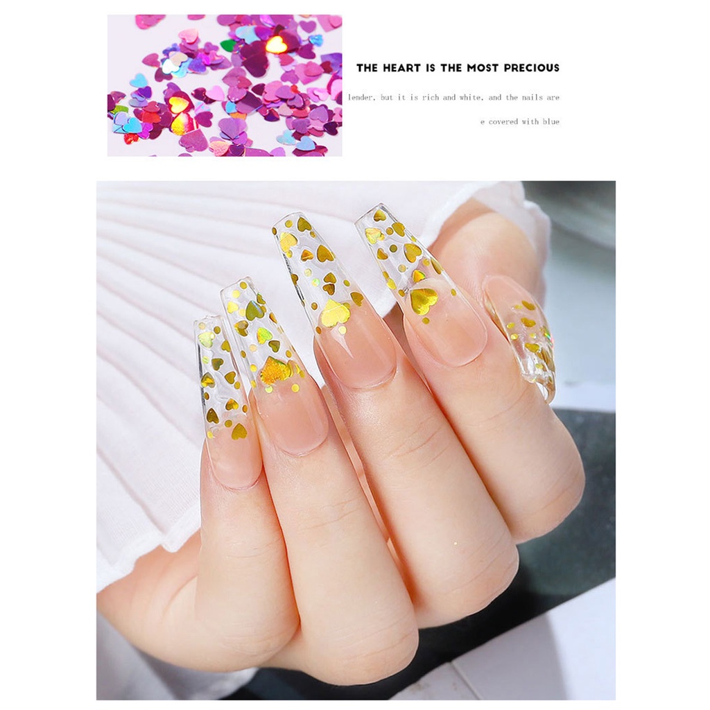 Sơn Móng Tay Siêu Mỏng Họa Tiết Trái Tim Đính Kim Sa Lấp Lánh Thời Trang Cho Nữ