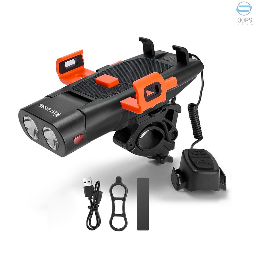 Giá Đỡ Điện Thoại 5 Trong 1 Tích Hợp Đèn LED 5 Chế Độ Có Thể Sạc Lại Bằng Cổng USB Gắn Ghi Đông Xe Đạp