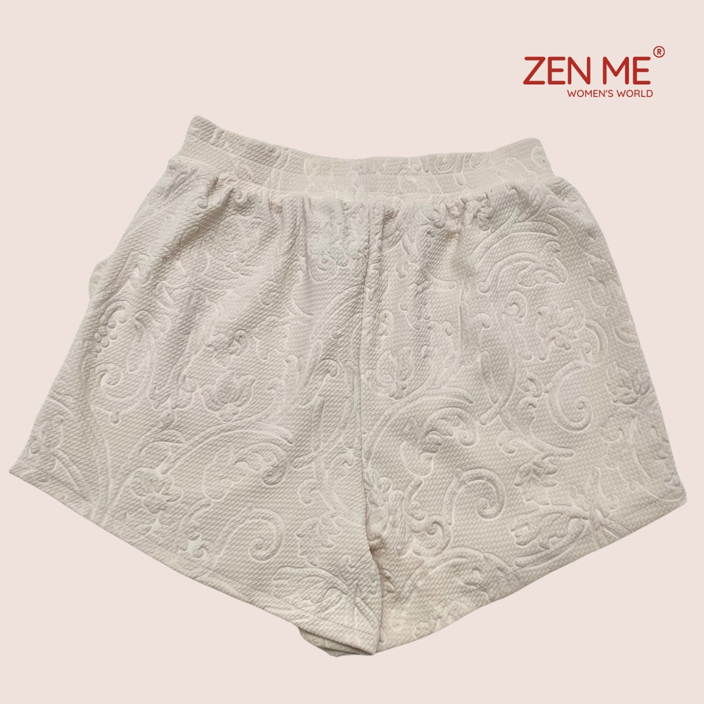 Quần Short Nữ Chất Liệu Xốp Phồng Họa Tiết In Nổi Bắt Mắt QD03, Zen Me Women's World