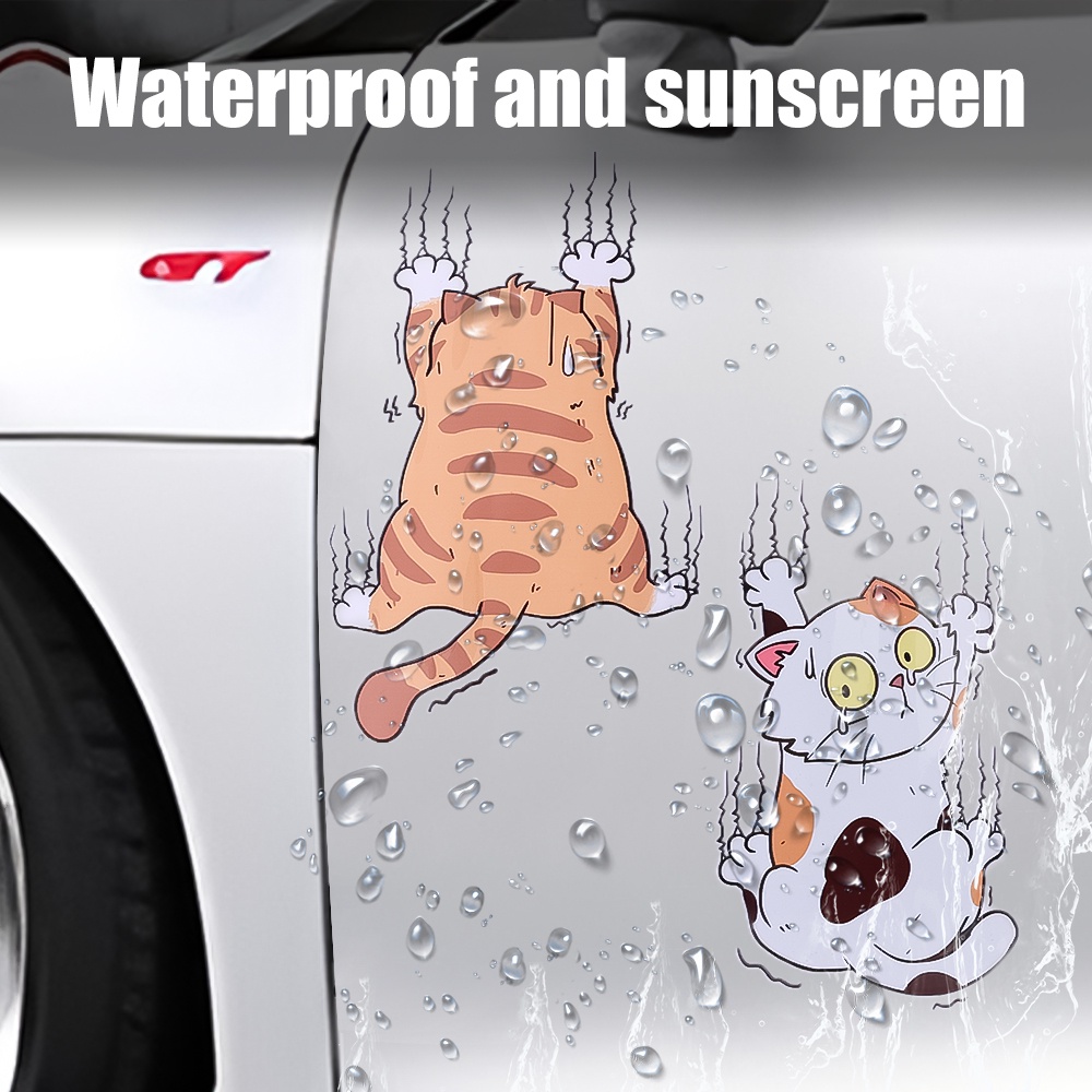Miếng Dán PVC Hình Mèo Hoạt Hình Dễ Thương Chống Nước Trang Trí Xe Hơi