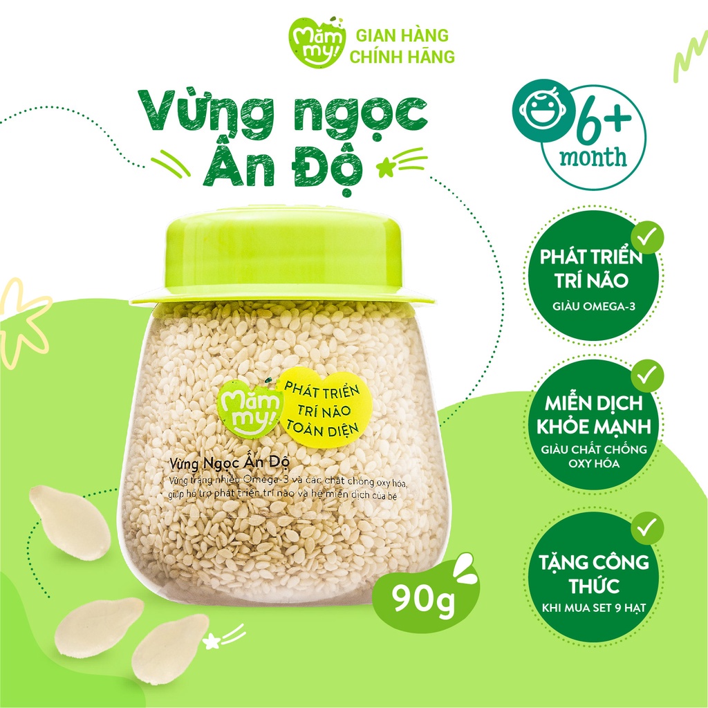 Vừng Ngọc Ấn độ ăn dặm loại 1 Mămmy giàu omega-3 giúp phát triển trí não cho bé ăn dặm - hũ 90g