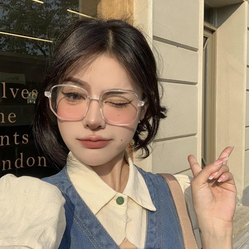 Kính Mát Gọng Vuông Lớn Trong Suốt Chống Tia UV Phong Cách Hàn Quốc Thời Trang Cho Nữ