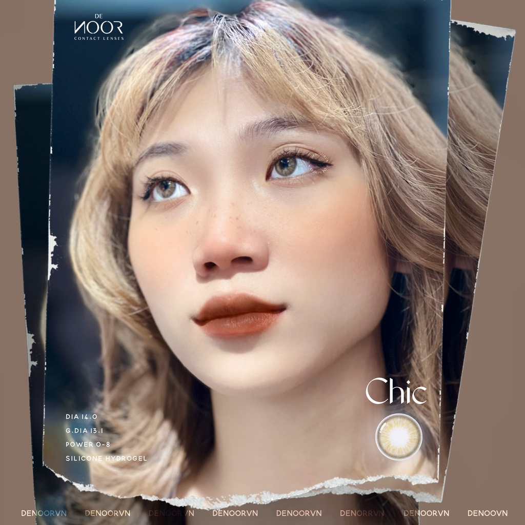 Chic - Lens Nâu Trà Sữa Giãn Nhẹ Hot Tiktok - Silicone Hydrogel Siêu Êm - Chính Hãng Hàn Quốc - DeNOOR
