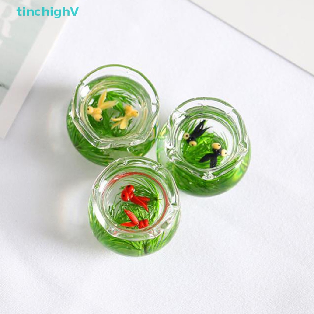 Mô Hình Tô Cá Vàng Mini Bằng Nhựa Resin Tỷ Lệ 1 / 12 Trang Trí Nhà Búp Bê