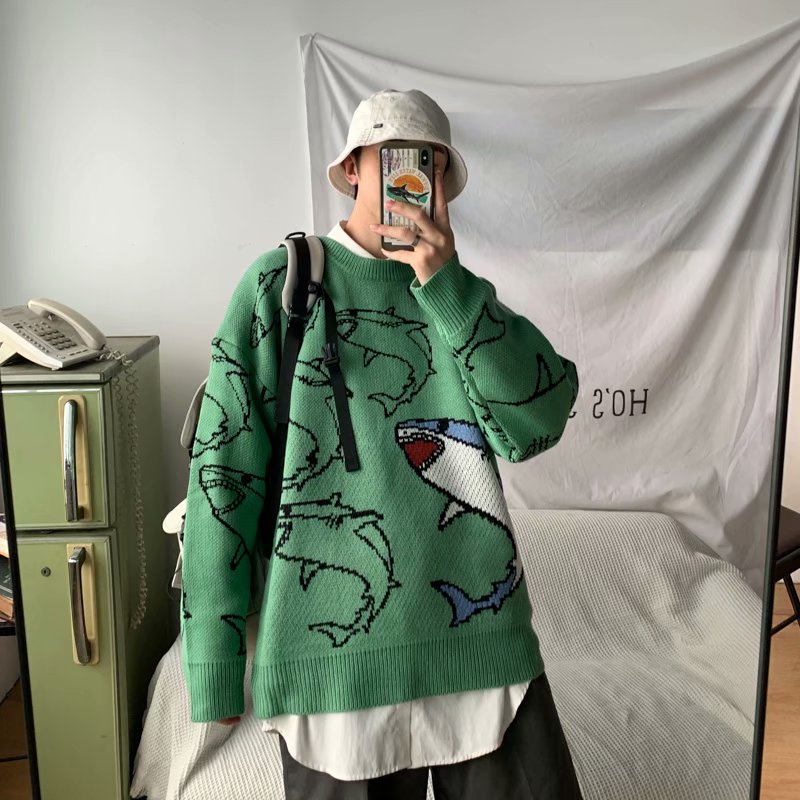 Áo Sweater Cổ Tròn Dáng Rộng Phong Cách Hàn Quốc Thời Trang Thu Đông Dành Cho Nam