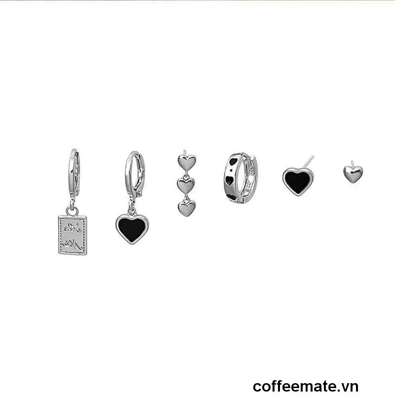 【coffeemate】⚡Bộ Sáu Bông Tai Hình Trái Tim Thời Trang 2023 Cho Nữ