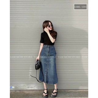 CHÂN VÁY JEANS ĐUÔI CÁ TRƠN BASIC