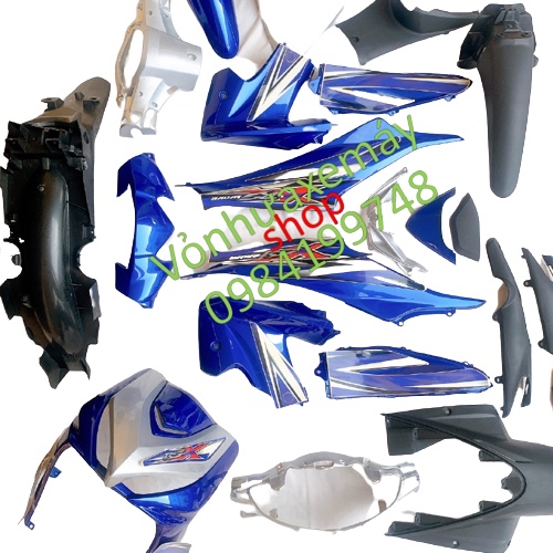 Bộ dàn áo rsx -nhựa xe wave RSX 110 MÀU XANH BẠC- RSX 110  đời 2010 đến 2011-nhựa ABS cao cấp
